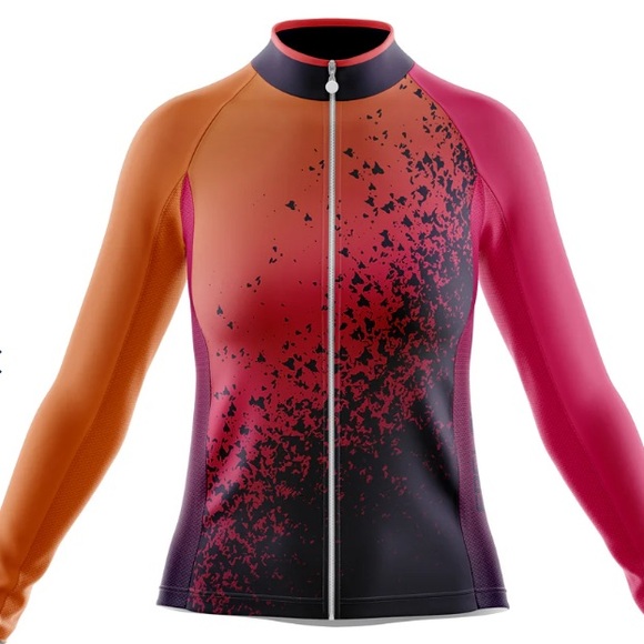 FRELSI ORANGE VOLCANO FLEECE LINED WOMEN’S CYCLING JERSEY SIZE MEDIUM - Picture 2 of 10